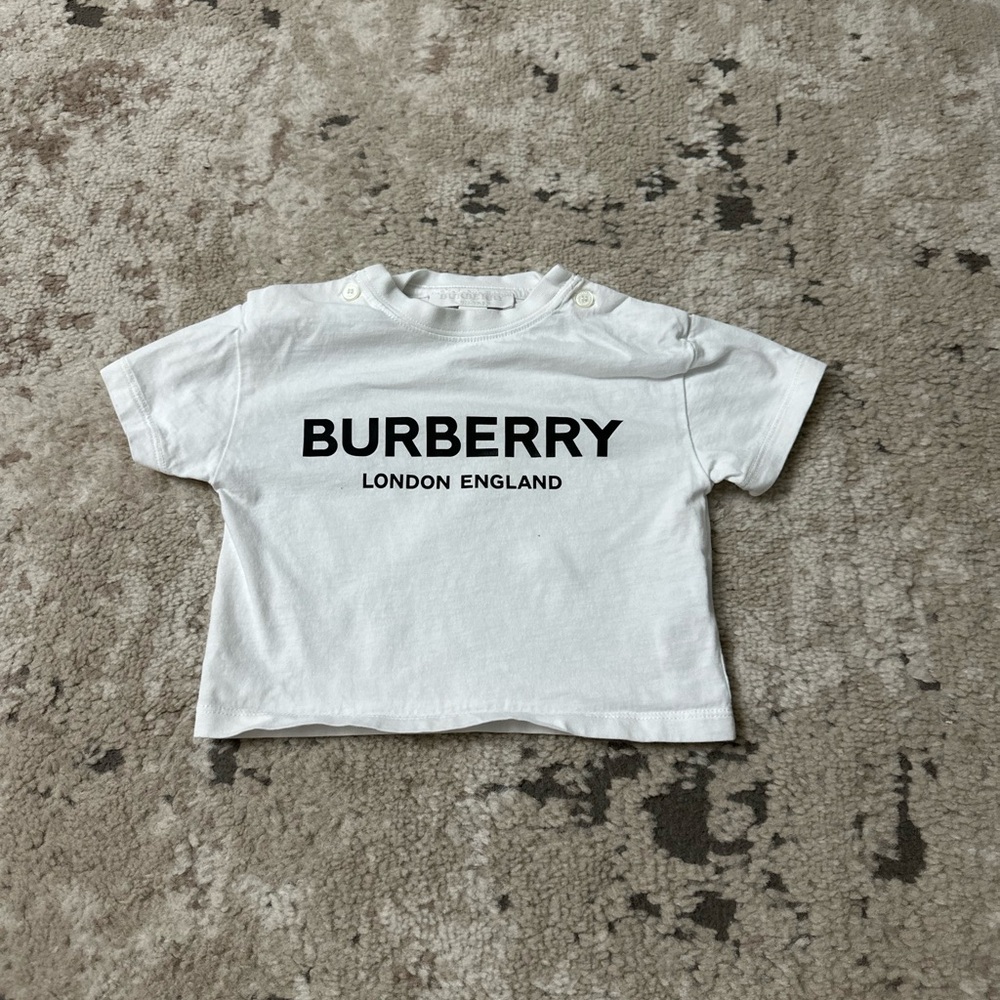 Burberry White Short Sleeve Logo Tee